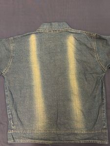 Retro yellow tinted washed denim jacket
