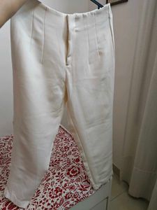 Egg shell white trousers for Women