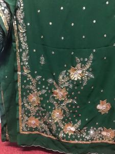Party Wear Green Zari Work Saree
