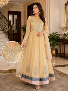 Stunning Embellished Yellow Ethnic Gown