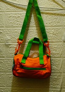 Vibrant Orange &amp; Green Duffle Bag