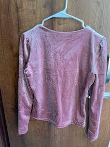 Dusty Rose Velvet &amp; Lace Long Sleeve Top