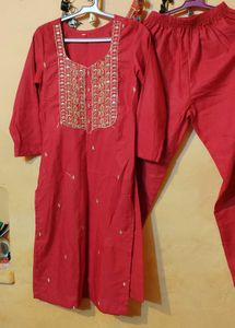 3 kurti, pink Embroidered Kurta with Pants Set
