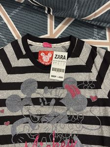 Zara Mickey &amp; Minnie Mouse Striped T-Shirt