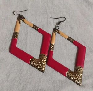 Unique Geometric pink & Gold Earrings