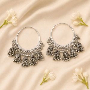 Jhumka Oxidised Hoop Earrings