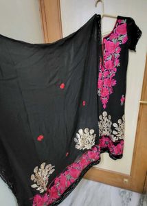 Black Dress With Plazzo And Duppata