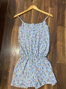 Cute Striped Romper with Fun Print
