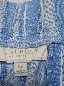 linen Blue Striped Shorts
