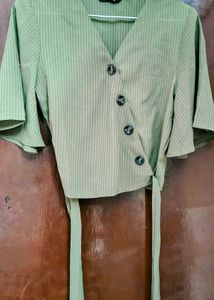 Olive Green Wrap Style Top