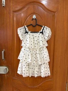 Tiered Heart Print Tulle Dress