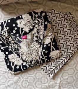 Black &amp; White Floral Kurta Set 🤍