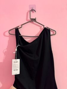 Chic Black &amp; Beige Bubble Hem Dress