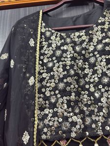 Elegant Black Embellished Kurta Set