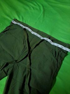 Olive Green Paperbag Waist Tie Knot Pants Trouser