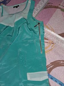 Chic Teal Sheer Panel Top