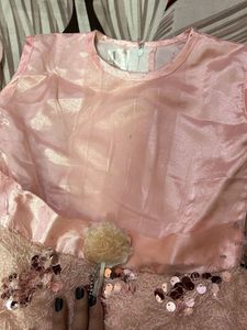 Sparkling Peach  frock  Set