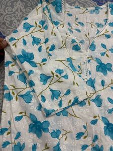 Charming Blue Floral Print  Short Kurti