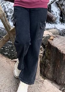 Womens Charcoal Black Cargo Jeans