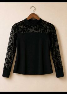 Chic Black Lace Sleeve Top