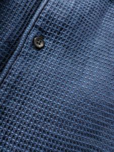 Men's Blue Textured Button-Down Shirt