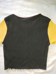 Colorblock Ribbed Cropped Tee