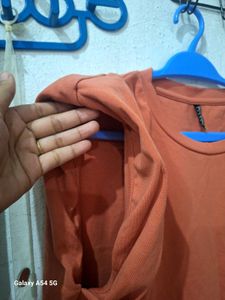 Orange Padded Shoulder T-Shirt