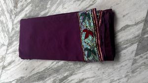 Handwork Purple  Saree