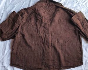 Brown Striped Button-Up Top