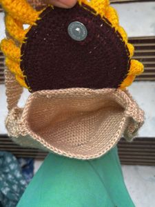 Crocheted Sunflower Crossbody Bag