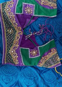Heavy Purple &amp; Green Embroidered Saree