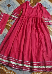 for tall girl Pink Anarkali Suit Set with dupatta