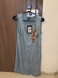 Embroidered Sleeveless Mini Dress