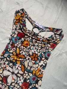 Vintage Floral Print Cowl Neck Tank Top
