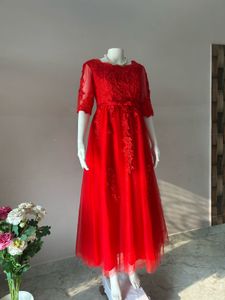 Elegant Red Lace Gown