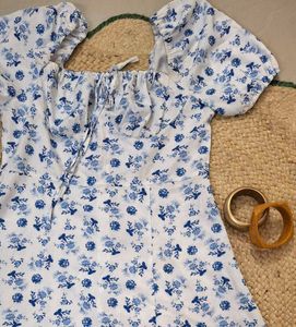 ✦ Vintage Whimsy Blue Midi Dress ✦