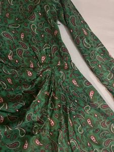 Mango Green Paisley Print Wrap Dress
