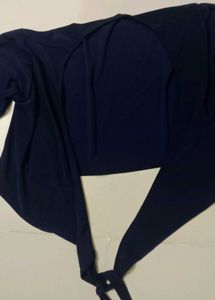 Navy Tie- Long Sleeve Shrug