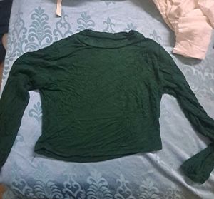 Green Turtle Neck Long Sleeve Top