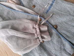Chic Double-Breasted Blazer with Sheer Sleeves