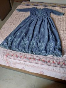 Elegant Embroidered grey maxi dress