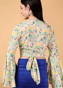 Floral Bell Sleeve Wrap Top
