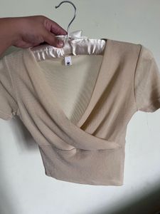 Stylish Beige Wrap Top