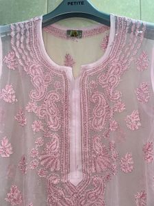 baby Pink chikankari Embroidered Kurta