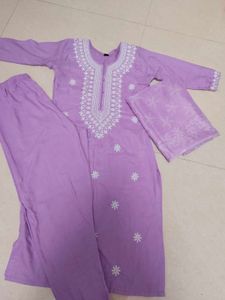Lavender Embroidered Kurta Set