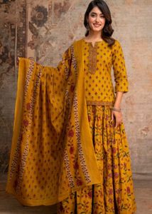 Beautiful Teal Floral Print Kurta Set