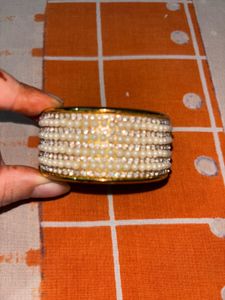 Elegant Pearl &amp; Crystal Bangle