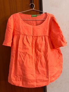 Peach Puff Sleeve Blouse