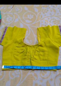 Designer Yellow Blouse with Embellished Sleeves