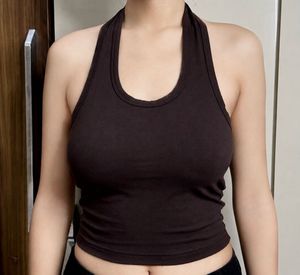 Brown Halter Neck Crop Top